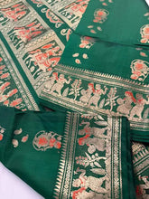 Exclusive Swarnachuri Bishnupuri Silk Saree in Green - Saree - Aakritee - S10642